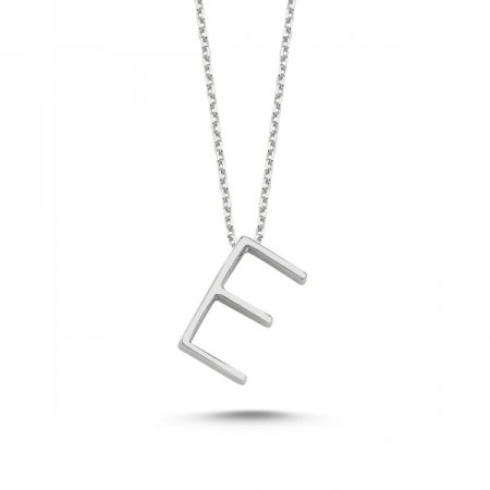 Colier argint 925 rodiat cu litera E CTU0008